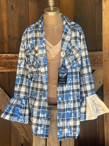 Flared Sleeve Flannel- OCEAN TIDES